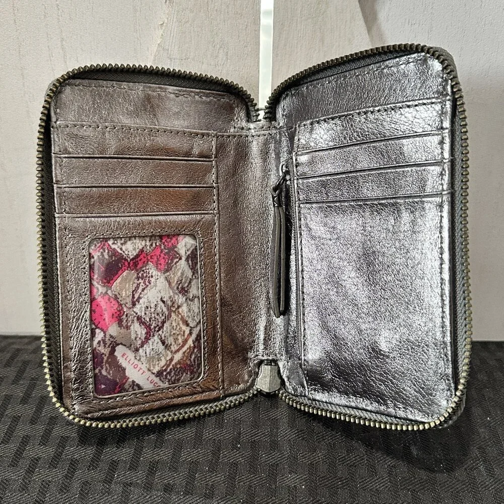 Elliott Lucca Pewter Woven Leather Wristlet Wallet